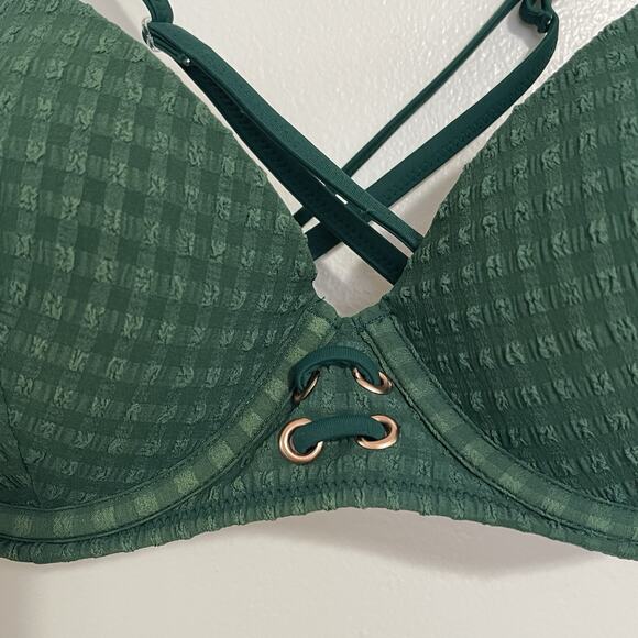 Shade Shore Cabana Underwire Bikini Top Size 34 C Dark Green Padded Holiday NWOT - Picture 3 of 8